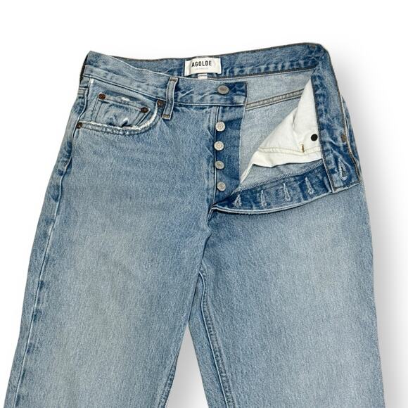 AGOLDE Relaxed Boot Jeans in Curio Size 25 Mid Rise Raw Hem Button Fly - Picture 7 of 13